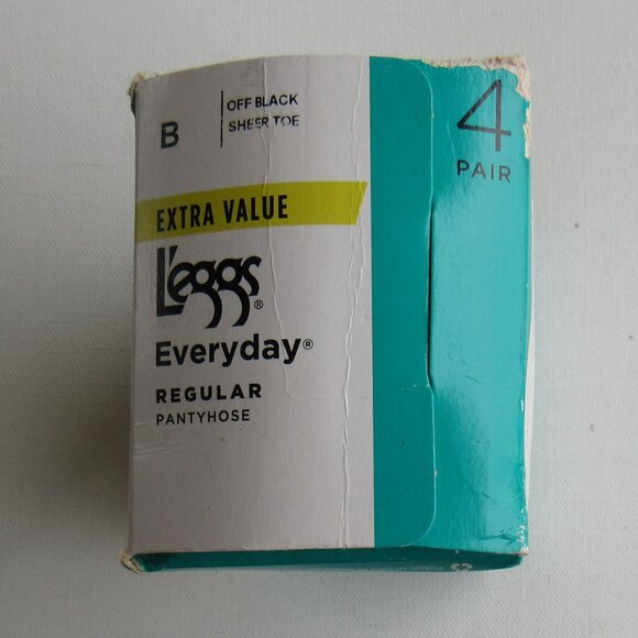 L'eggs Everyday Off Black Sheer Toe Regular Pantyhose 2 Pair Size B Made in USA - Picture 2 of 7